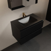 Mondiaz AIVY Ensemble de meuble - 80x45x50cm - 1 trou de robinet - 1 vasque Urban Solid surface - Centre - 2 tiroirs - avec armoire de toilette - MDF Urban SW892357