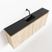 MONDIAZ TURE Kit lave-mains - 120x23x50cm - 0 trou de robinet - 2 portes - chêne blanchi mat - Lavabo au centre - Solid Surface Noir SW475509