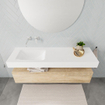 MONDIAZ ALAN 150cm - meuble bas - chêne blanchi - 1 tiroir - lavabo suspendu - vasque à gauche - 0 trou de robinet - talc SW408599