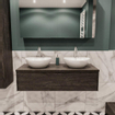 MONDIAZ LUSH Ensemble de meuble de salle de bain - 120cm - 1 tiroir - lavabo BARCO - 2 lavabos - 2 trous de robinet - marron foncé SW409631
