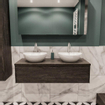 Mondiaz LUSH Meuble salle de bains avec 1 tiroir lavabo BARCO 120x30x45cm double 2 trous de robinet Dark brown/Brun foncé SW409631