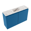 MONDIAZ TURE-DLUX Meuble WC 80 cm Jeans. Lavabo EDEN Glace position milieu. Avec 1 trou de robinet. SW1103311