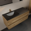 Mondiaz AIVY Ensemble de meuble - 120x45x50cm - 1 trou de robinet - 1 vasque Urban Solid surface - Gauche - 2 tiroirs - avec miroir - Melamine Chai SW892269