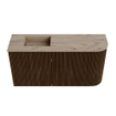 Mondiaz JOYA-DLUX 81.6cm toiletmeubel - ronding rechts kleur Walnut - Wastafel FAYE positie Links 1 kraangat kleur Arena. SW1424377