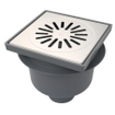 Aquaberg bac en plastique avec évacuation base 75mm grille en inox non réglable 20x20cm avec seau PPC siphon à odeur 60mm 2300049