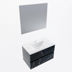 Mondiaz VICA ensemble de meuble de salle de bain - 80cm - meuble sous-vasque marquina - 2 tiroirs - lavabo denia milieu - 1 trou de robinet - couleur Blanc Brillant - miroir LED - version XL 60cm haut SW1091911