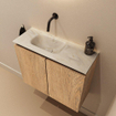 MONDIAZ TURE-DLUX meuble WC 60 cm Washed Oak. Lavabo EDEN Ostra position gauche. Sans trou de robinet. SW1105126