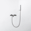 FortiFura Calvi Robinet de baignoire thermostatique avec douchette stick, support et flexible en métal Gunmetal PVD SW811970