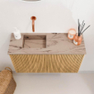 Mondiaz JOYA-DLUX 70cm toiletmeubel - kleur Oak - Wastafel FAYE positie Links Zonder kraangat kleur Arena. SW1423850
