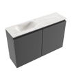 MONDIAZ TURE-DLUX Meuble toilette - 80cm - Dark Grey - EDEN - vasque Ostra - position gauche - 1 trou de robinet SW1104787