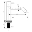 Differnz Ravo fonteinset - 38.5x18.5x9cm - Rechthoek - 1 kraangat - Gebogen matte chromen kraan - beton lichtgrijs SW705501