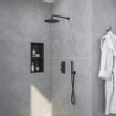 Fortifura Calvi Ensemble de douche à encastrer - thermostatique - bras mural - douche principale de 30 cm - douchette à main - flexible de douche lisse - noir mat SW1412046