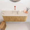 Mondiaz JOYA-DLUX Meuble de salle de bains 93.2cm - arrondis gauche et droite couleur Oak - Vasque FAYE position Milieu Sans trou de robinet couleur Frappe SW1421945
