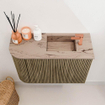 Mondiaz JOYA-DLUX Meuble de toilette 61,6cm - arrondi gauche couleur Dusk - Vasque FAYE position Droite 1 trou de robinet couleur Arena SW1425759