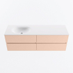 MONDIAZ VICA Ensemble meuble de salle de bains - 150cm - sous-meuble rosee - 4 tiroirs - lavabo moon gauche - sans trous de robinet - version haute 60cm - talc SW1080401