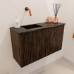 Mondiaz JOYA-DLUX 70cm toiletmeubel - kleur Walnut - Wastafel FAYE positie Links Zonder kraangat kleur Lava. SW1422455