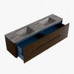 Mondiaz CIRO-DLUX Ensemble meuble de salle de bains - 180x45x50cm - Vasque solid surface Oza - 2 bacs Double - sans perçages de robinet - 4 tiroirs - Noyer SW1530652