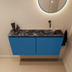 MONDIAZ TURE-DLUX Meuble toilette - 100cm - Jeans - EDEN - vasque Lava - position droite - sans trou de robinet SW1105195