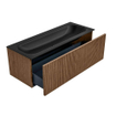 MONDIAZ KURVE 120cm Meuble salle de bain - couleur Walnut - 1 tiroir - vasque BIG LARGE centre - 1 trou de robinet - Urban SW1138485