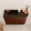Mondiaz JOYA 61.6cm meuble de salle de bains - arrondi droit couleur Ruby - Vasque FAYE position Gauche 1 trou de robinet couleur Urban. SW1421835
