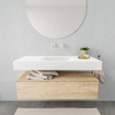 MONDIAZ ALAN 120cm - meuble bas - chêne blanchi - 1 tiroir - lavabo suspendu - cuve au centre - 0 trous de robinet - talc SW408568