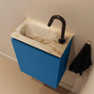 MONDIAZ TURE-DLUX Meuble toilette - 40cm - Jeans - EDEN - vasque Frappe - position gauche - 1 trou de robinet SW1102784
