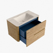 Mondiaz CIRO-DLUX Meuble de salle de bains - 80x45x50cm - Plan-vasque en solid surface Meli - 1 lavabo au milieu - 1 trou de robinet - 2 tiroirs - Chêne SW1531377