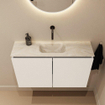 MONDIAZ TURE-DLUX Meuble de toilettes 80 cm Talc. Lavabo EDEN Ostra position milieu. Sans trou de robinet. SW1104663