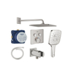 Grohe Grohtherm Ensemble de douche pluie - encastrable - pommeau carré - douchette carrée - bras mural courbé - supersteel SW1235168