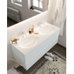 Mondiaz VICA ensemble de meuble de salle de bain - 120cm - meuble sous-vasque argile - 2 tiroirs - lavabo lune double - 2 trous de robinet - miroir LED - version XL 60cm de haut SW1097880