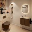 MONDIAZ TURE-DLUX Meuble toilette - 60cm - Rust - EDEN - vasque Frappe - position droite - sans trou de robinet SW1102986