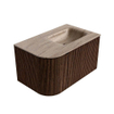 MONDIAZ KURVE-DLUX meuble de salle de bains 75 cm courbure Gauche couleur noyer avec 1 tiroir et 1 porte. Lavabo GRUNNE Droit sans trou de robinet Saba. SW1433128