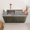 Mondiaz JOYA-DLUX Meuble de salle de bains 71.6cm - arrondi droite couleur Shadow - Vasque FAYE position Gauche Sans trou de robinet couleur Sombra. SW1425216