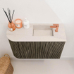 Mondiaz JOYA-DLUX Meuble de toilette 61,6cm - arrondi gauche couleur Shadow - Vasque FAYE position Droite 1 trou de robinet couleur Meli. SW1426253
