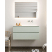 Mondiaz VICA ensemble de meuble de salle de bain - 100cm - meuble sous-vasque greey - 2 tiroirs - lavabo moon droite - sans trou de robinet XL version 60cm haut SW1090886