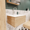 ENSEMBLE DE MEUBLE MONDIAZ LUSH - 60cm - 1 tiroir - lavabo cloud - vasque centrale - 1 trou de robinet - chêne blanchi SW409360