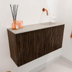 Mondiaz JOYA-DLUX 80cm toiletmeubel - kleur Walnut - Wastafel FAYE positie Rechts Zonder kraangat kleur Opalo. SW1422524
