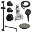 BRAUER Black Edition Regendoucheset inbouw - hoofddouche 20cm - Wandarm - glijstang - inclusief inbouwdeel - gladde knoppen - handdouche Rond 1 stand - mat zwart SW538359