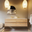 MONDIAZ VICA-DLUX Ensemble meuble de salle de bains - 150cm - meuble bas Washed oak - 4 tiroirs - lavabo encastré cloud à gauche - 1 trou de robinet - version haute 60cm - ostra SW1087132