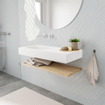 MONDIAZ ALAN 100cm - Ensemble meuble de salle de bains - tablette - chêne blanchi - lavabo suspendu - vasque à gauche - 0 trous de robinet - talc SW408681
