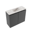 MONDIAZ TURE-DLUX Meuble toilette - 60cm - Dark Grey - EDEN - vasque Glace - position centrale - sans trou de robinet SW1103221