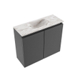MONDIAZ TURE-DLUX Meuble WC 60 cm Dark Grey. Lavabo EDEN Glace position milieu. Sans trou de robinet. SW1103221