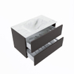 Mondiaz VICA-DLUX Ensemble de meuble de salle de bain - 80cm - meuble sous-vasque gris foncé - 2 tiroirs - lavabo encastré nuage milieu - 1 trou de robinet - version haute de 60cm - opalo SW1087841