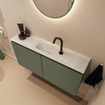 MONDIAZ TURE-DLUX Meuble toilette - 100cm - Army - EDEN - vasque Opalo - position centrale - 1 trou de robinet SW1104189