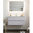 Mondiaz VICA ensemble de meuble de salle de bain - 100cm - meuble sous-vasque cale - 2 tiroirs - lavabo denia milieu - 1 trou de robinet - miroir LED - version XL 60cm haut SW1097791