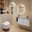 MONDIAZ TURE-DLUX Meuble toilette - 80cm - Cale - EDEN - vasque Opalo - position gauche - 1 trou de robinet SW1104233