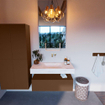 Mondiaz ALAN-DLUX Ensemble de meuble - 100cm - meuble Rust mat - 1 tiroir - Lavabo Cloud Ostra suspendu - vasque Centre - 0 trous de robinet SW807429