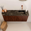 Mondiaz JOYA-DLUX 91.6cm toiletmeubel - ronding links kleur Ruby - Wastafel FAYE positie Rechts Zonder kraangat kleur Lava. SW1426229