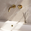 BRAUER Gold Edition Wastafelmengkraan inbouw - gebogen uitloop links - hendel kort smal - inclusief inbouwdeel - model B 1 - PVD - geborsteld goud SW547640