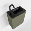 MONDIAZ TURE Kit lave-mains - 40x23x50cm - 1 trou de robinet - 1 porte - armée mate - Lavabo à droite - Solid Surface Noir SW475359